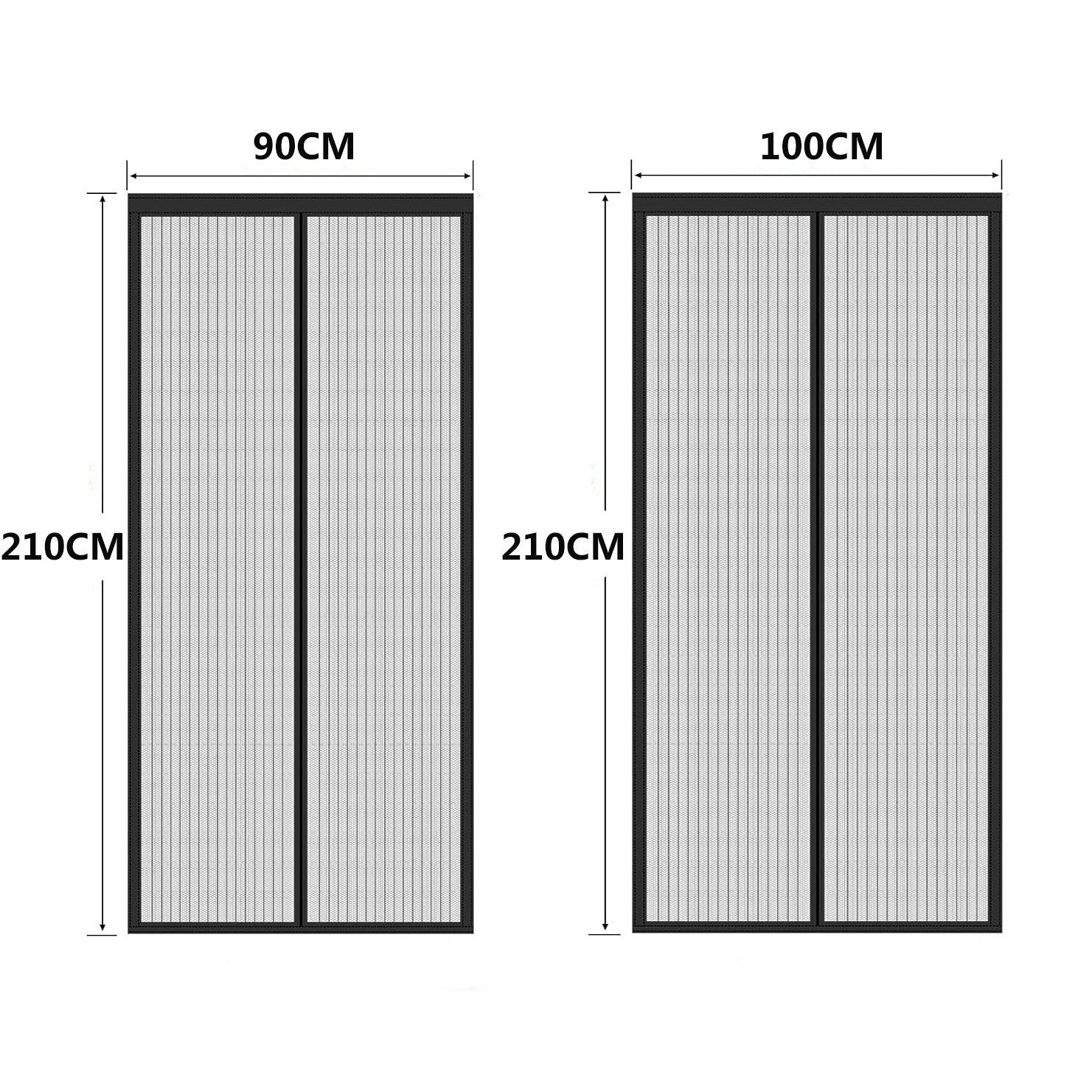 KTX-953299 Magnetic Stripe Summer Door Curtain with Velcro, Black/White Polyester, Modern Style, Sizes 90x210cm & 100x210cm