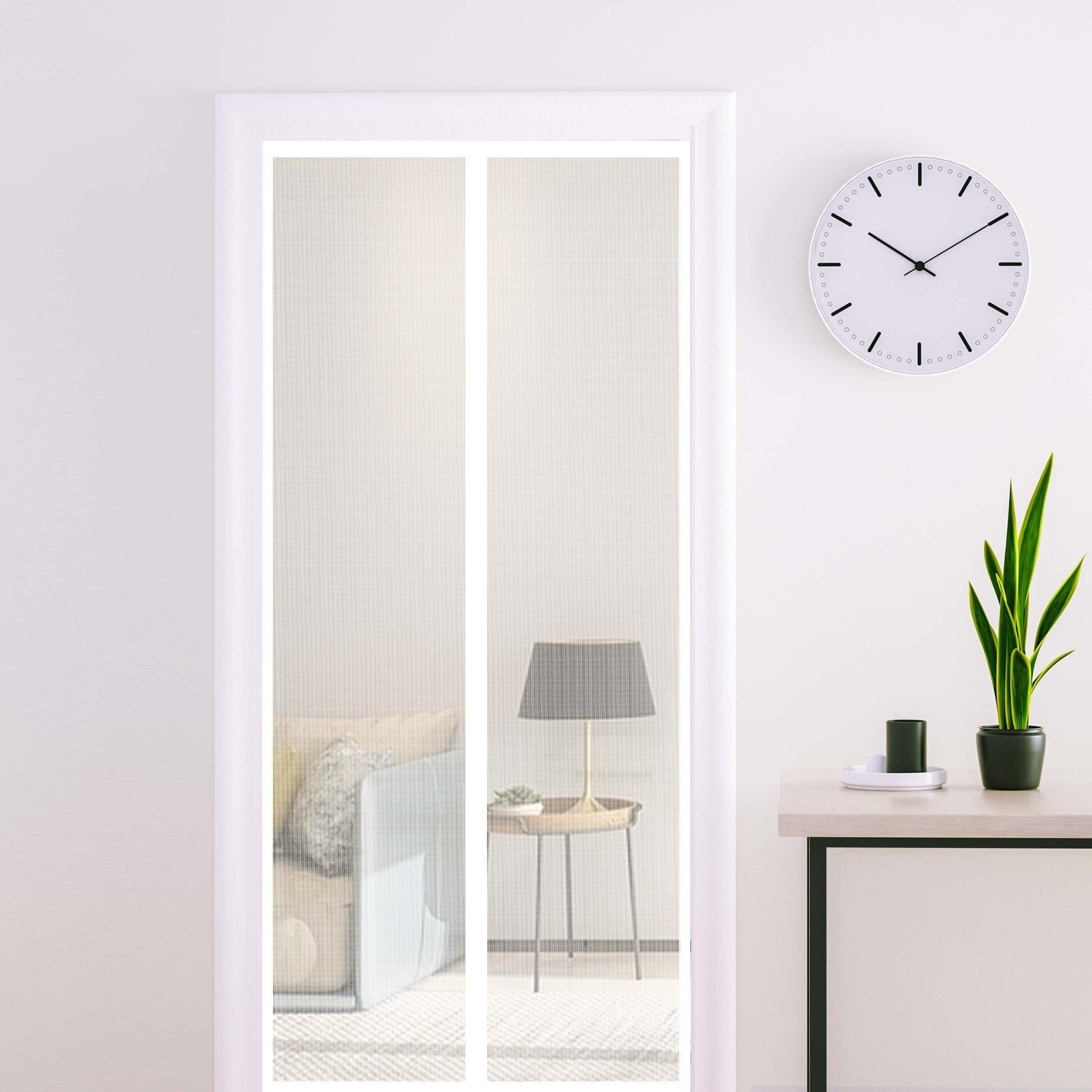 KTX-953299 Magnetic Stripe Summer Door Curtain with Velcro, Black/White Polyester, Modern Style, Sizes 90x210cm & 100x210cm