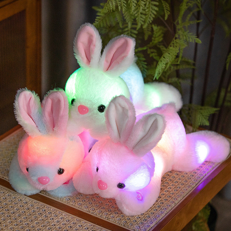 KTX-954323 Cuddly Luminous Rabbit Plush Toy Doll in Various Colors and Sizes