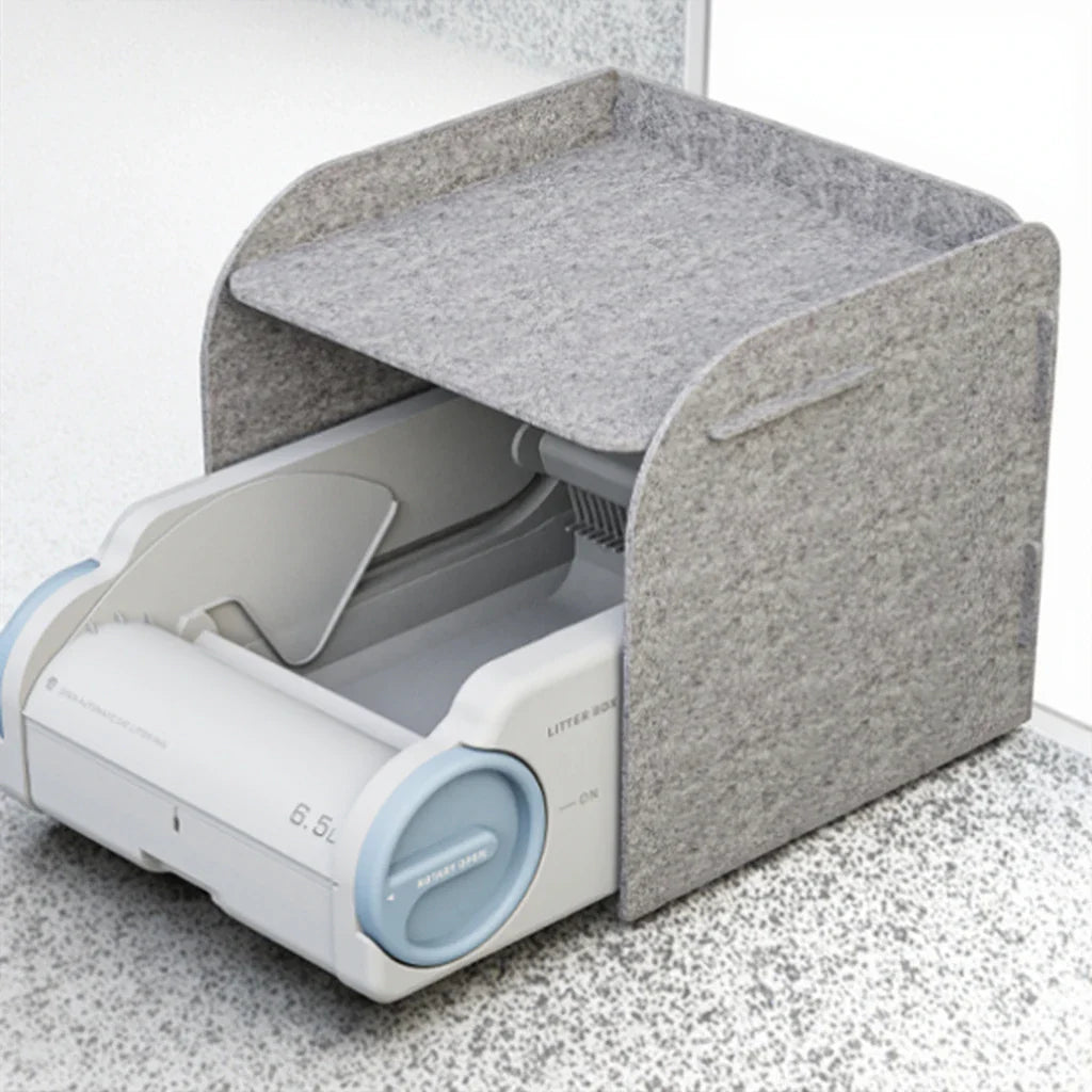 KTX-954963 Semi-Enclosed Cat Litter Box with Odor Control and Automatic Cleaning Features, 10kg Capacity