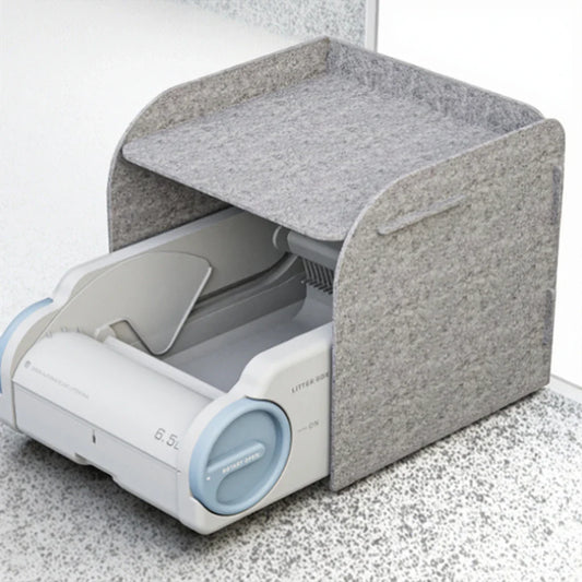 KTX-954963 Semi-Enclosed Cat Litter Box with Odor Control and Automatic Cleaning Features, 10kg Capacity