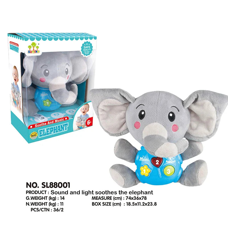 KTX-955923 Soft Elephant Plush Toy with Sound for Infants and Toddlers, Ideal for Newborn Sleep and Comfort