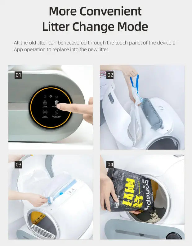 KTX-956115 Automated Self-Cleaning Cat Litter Box - 65L Capacity, Odor Control, Eco-Friendly Design