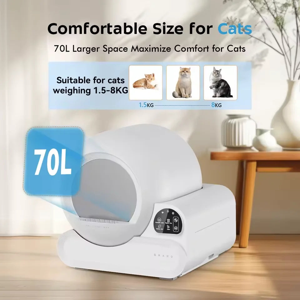KTX-957267 Automatic Self-Cleaning Cat Litter Box with 65L Capacity for Cats Up to 10 kg