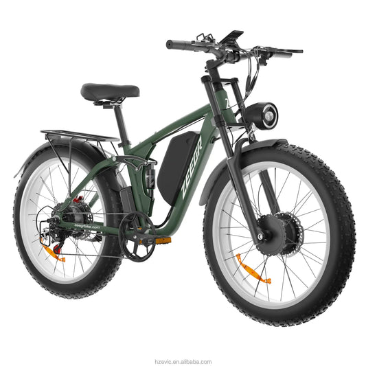 KTX-957523 52V Electric Fat Tire Bike with 2000W Dual Motor, 22.4Ah Lithium Battery, Full Suspension and 7-Speed Gears