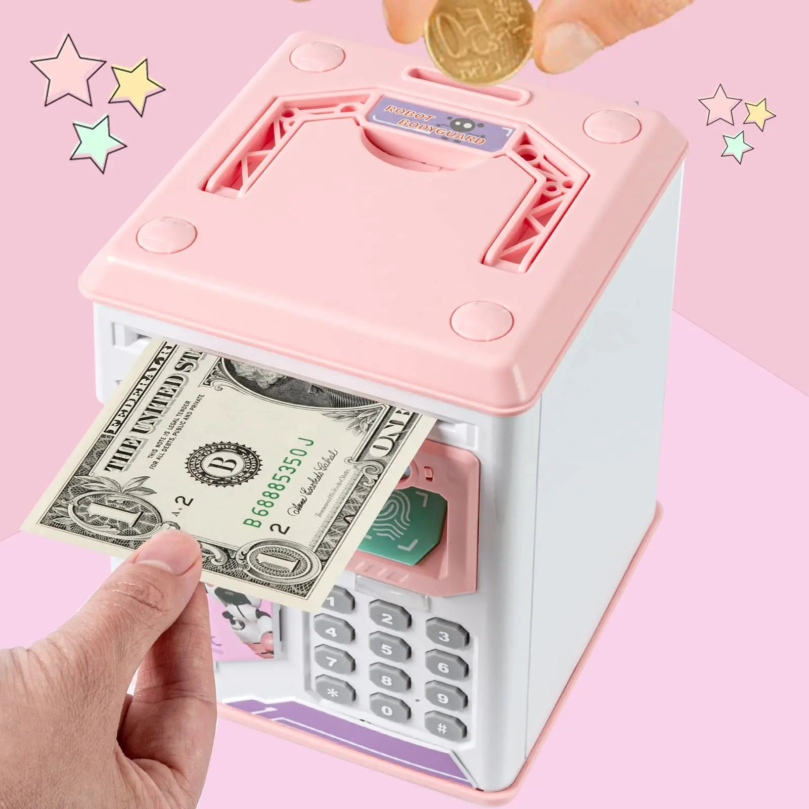 KTX-957651 Electronic Fingerprint Piggy Bank Toy for Kids - Safe Box Banking Fun