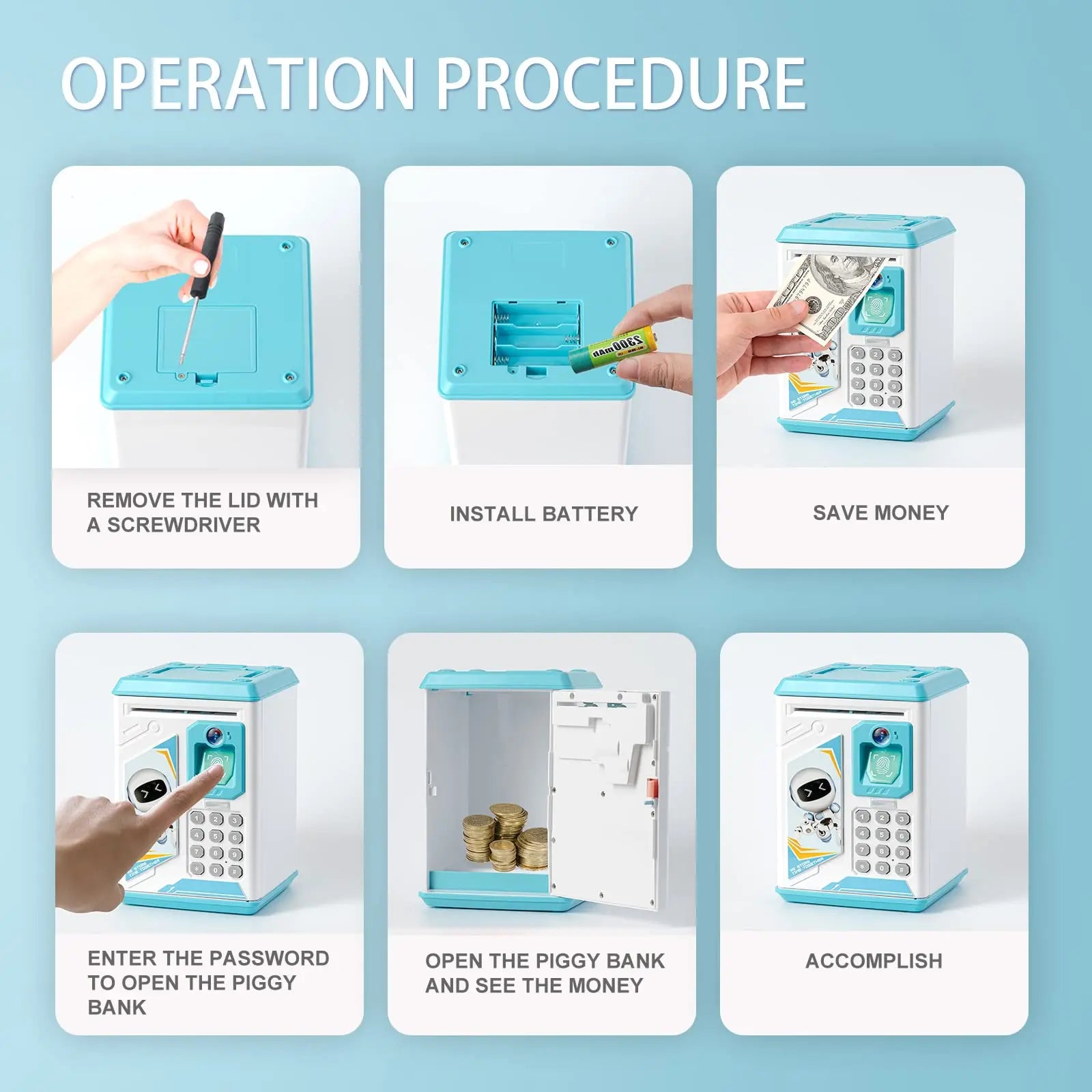 KTX-957651 Electronic Fingerprint Piggy Bank Toy for Kids - Safe Box Banking Fun