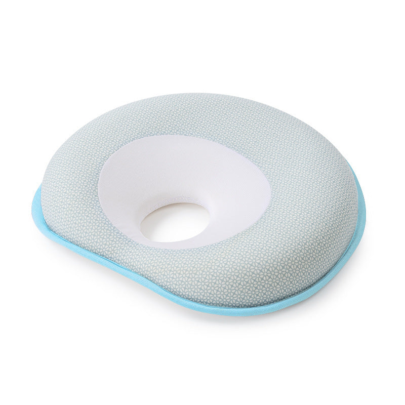 KTX-957651 Round Memory Foam Pillow with Pure Cotton Cover for All Seasons - Blue and Light Blue Options