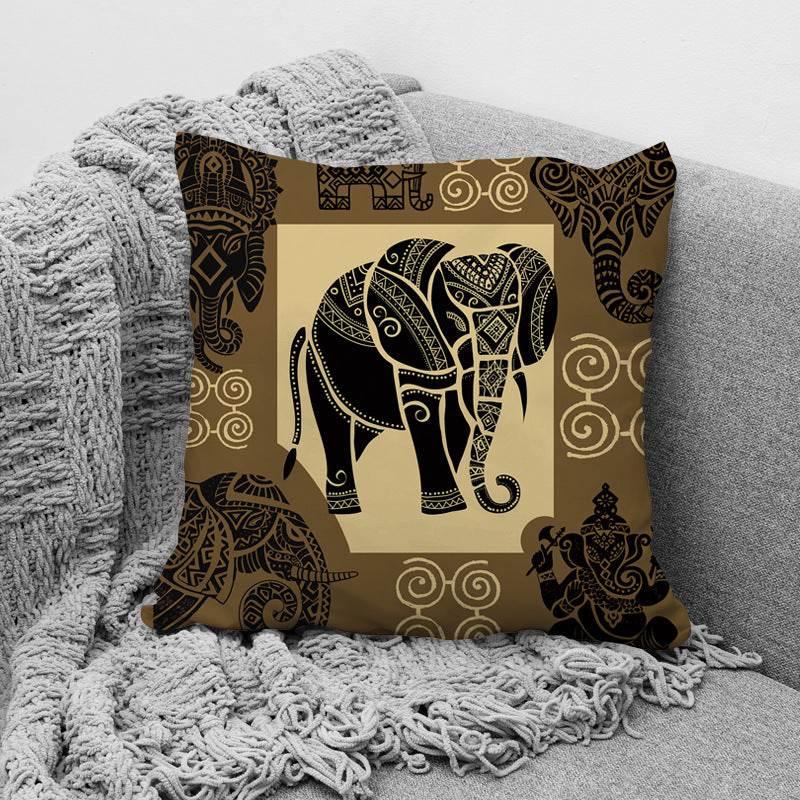 KTX-957779 African Ethnic Style Character Print Cushion Pillow for Office and Home 45x45cm
