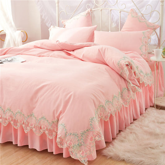 KTX-958291 Elegant Four-Piece Polyester Bedding Set in Various Styles and Colors
