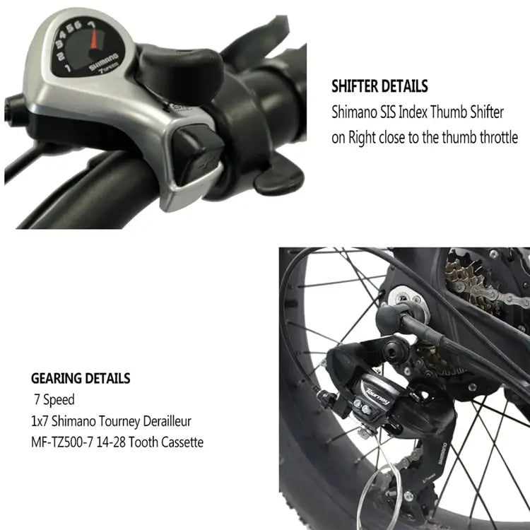 KTX-958675 48V Aluminum Alloy Long Range Fat Tire Electric Mountain Bike, 7 Speed, 26" Wheels, Dual Battery