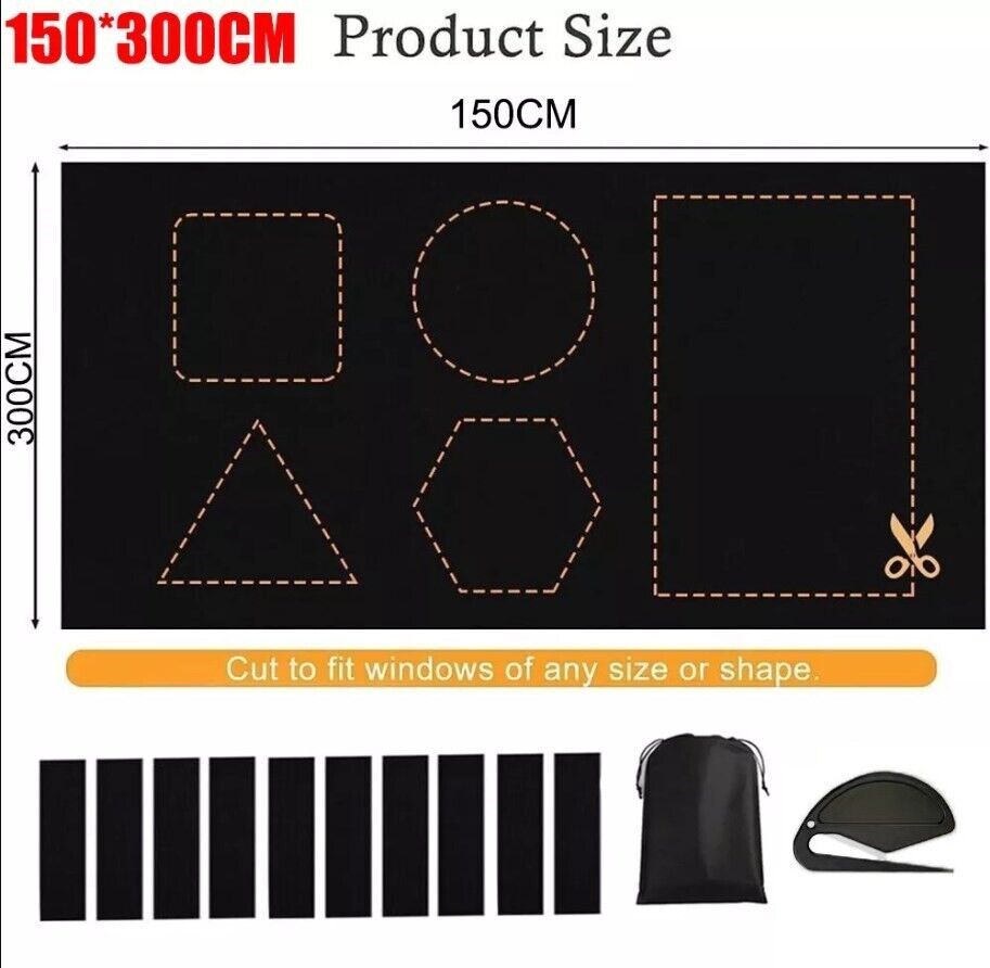 KTX-958675 Portable Blackout Blind - Thermal Insulated Stick-On Curtain for Home and Travel