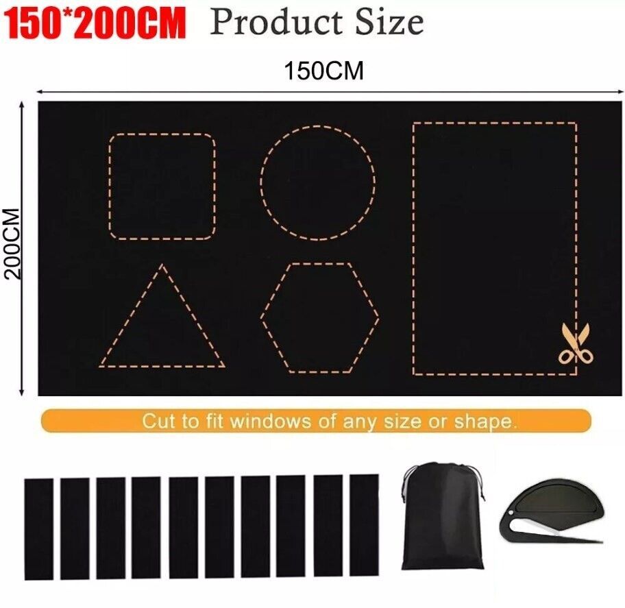 KTX-958675 Portable Blackout Blind - Thermal Insulated Stick-On Curtain for Home and Travel