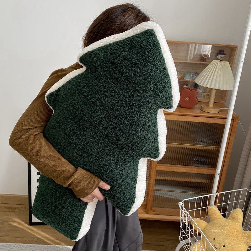KTX-958931 Geometric Pattern Cotton Pine Tree Plush Pillow for Home Decoration and Sofa Support
