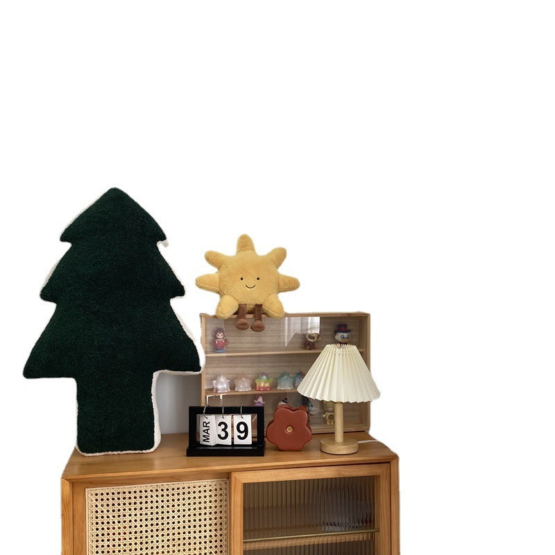 KTX-958931 Geometric Pattern Cotton Pine Tree Plush Pillow for Home Decoration and Sofa Support