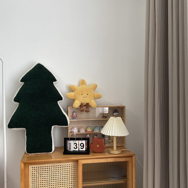 KTX-958931 Geometric Pattern Cotton Pine Tree Plush Pillow for Home Decoration and Sofa Support