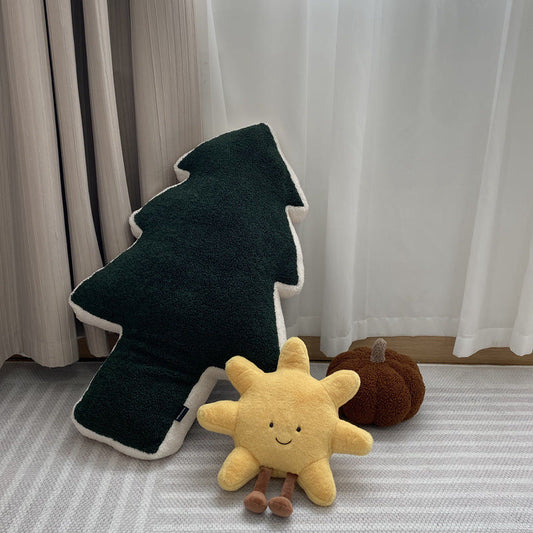 KTX-958931 Geometric Pattern Cotton Pine Tree Plush Pillow for Home Decoration and Sofa Support