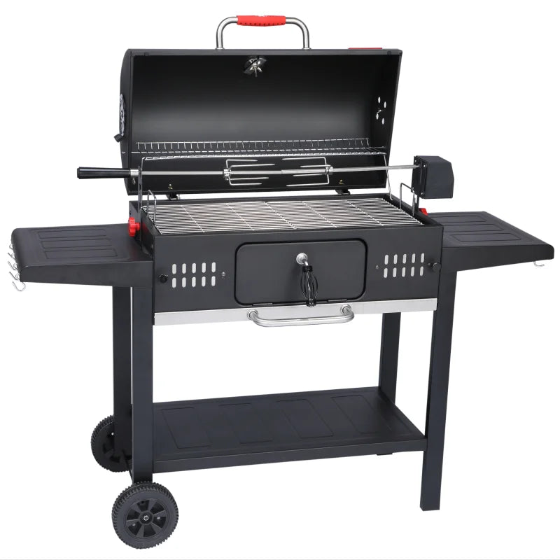 KTX-959635 Heavy Duty Pellet Smoker Rotisserie BBQ Charcoal Grill with Built-In or Trolley Design, Model BG033