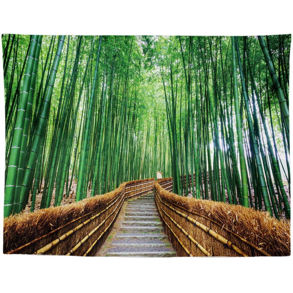 KTX-959955 Black and White Coconut Forest Landscape Tapestry Wall Hanging - Machine Washable Polyester Fiber, Multiple Sizes Available