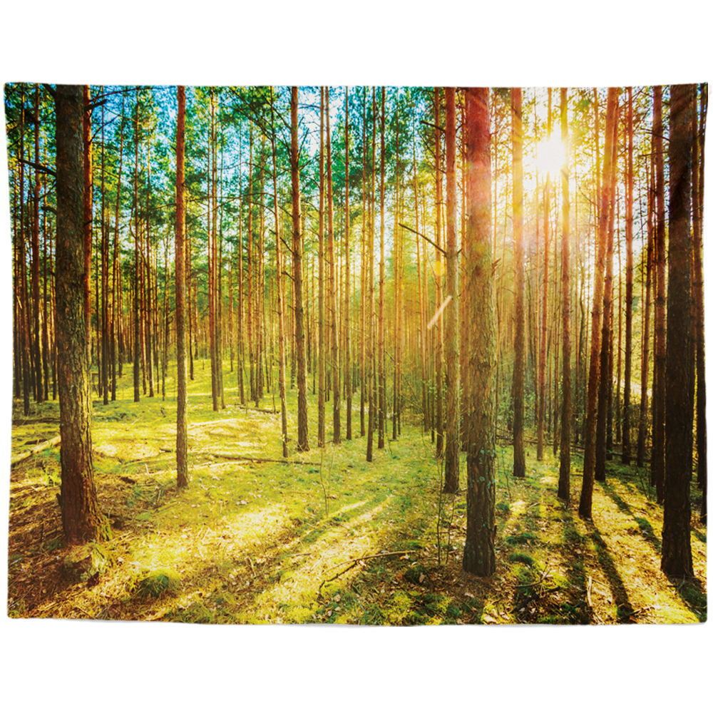 KTX-959955 Black and White Coconut Forest Landscape Tapestry Wall Hanging - Machine Washable Polyester Fiber, Multiple Sizes Available