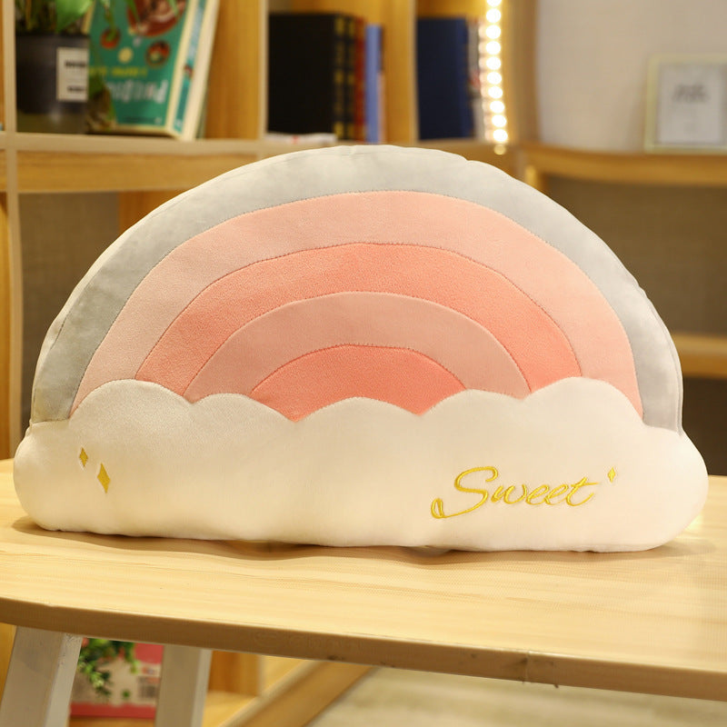 KTX-960083 Cute Cloud Rainbow Pillow Decorative Cushion for Office Chair Backrest