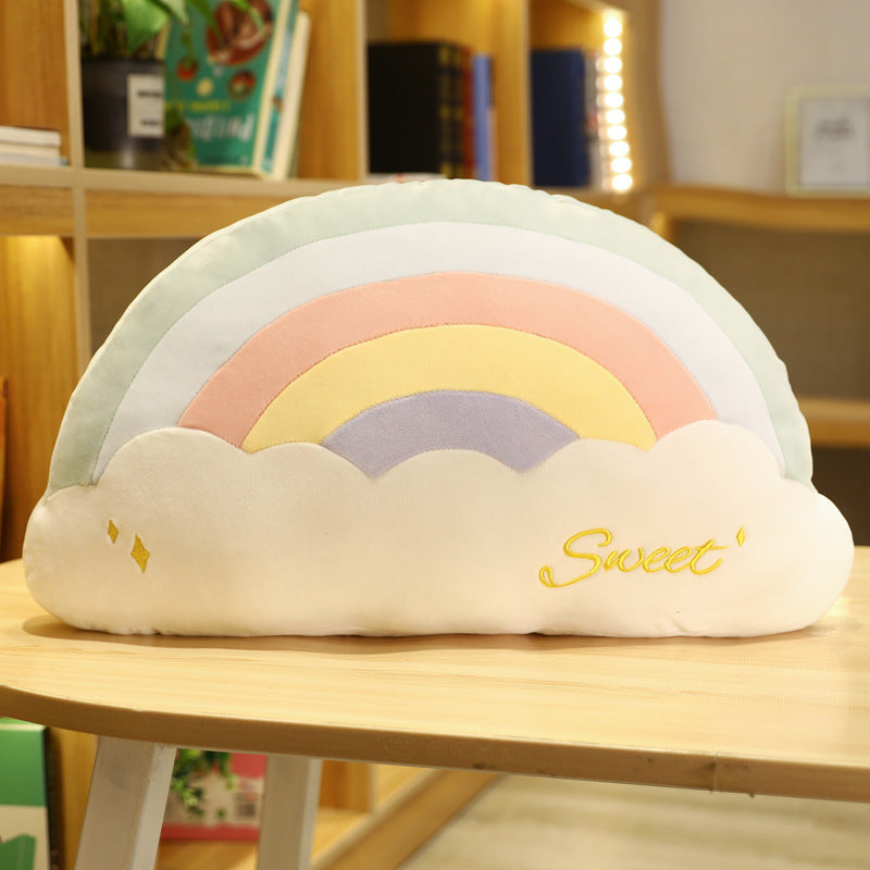 KTX-960083 Cute Cloud Rainbow Pillow Decorative Cushion for Office Chair Backrest