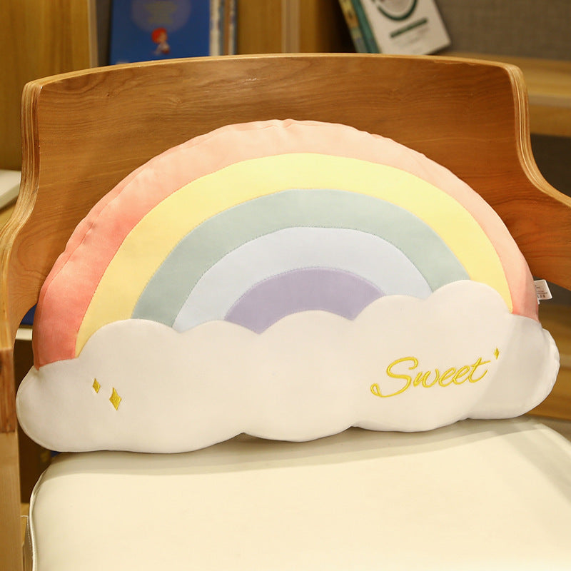 KTX-960083 Cute Cloud Rainbow Pillow Decorative Cushion for Office Chair Backrest