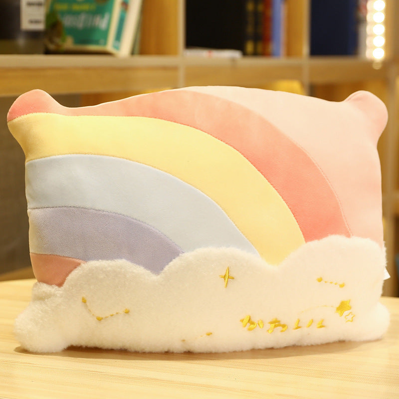 KTX-960083 Cute Cloud Rainbow Pillow Decorative Cushion for Office Chair Backrest