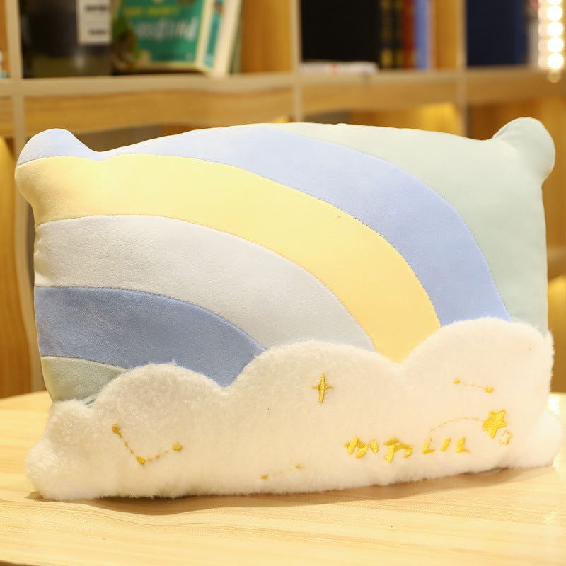KTX-960083 Cute Cloud Rainbow Pillow Decorative Cushion for Office Chair Backrest