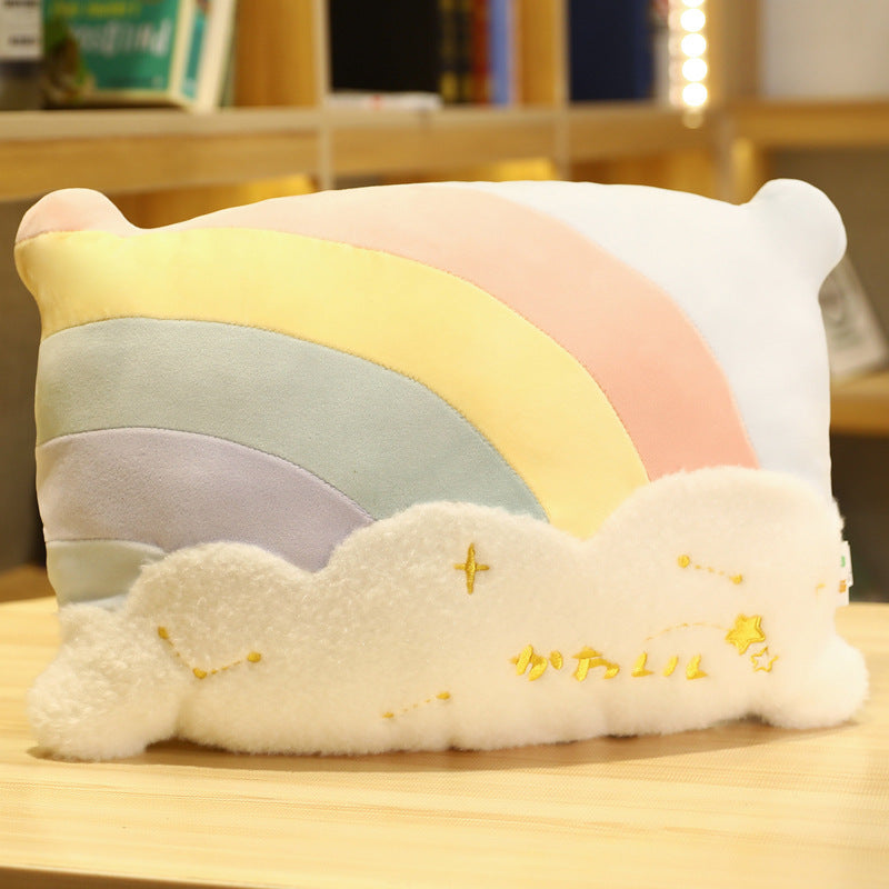 KTX-960083 Cute Cloud Rainbow Pillow Decorative Cushion for Office Chair Backrest