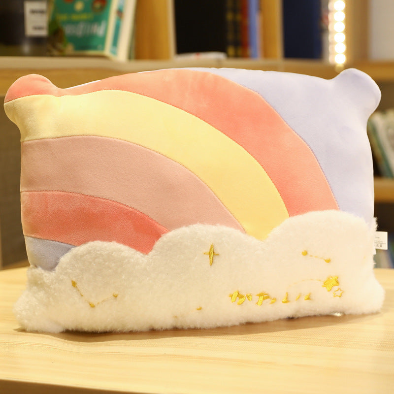 KTX-960083 Cute Cloud Rainbow Pillow Decorative Cushion for Office Chair Backrest