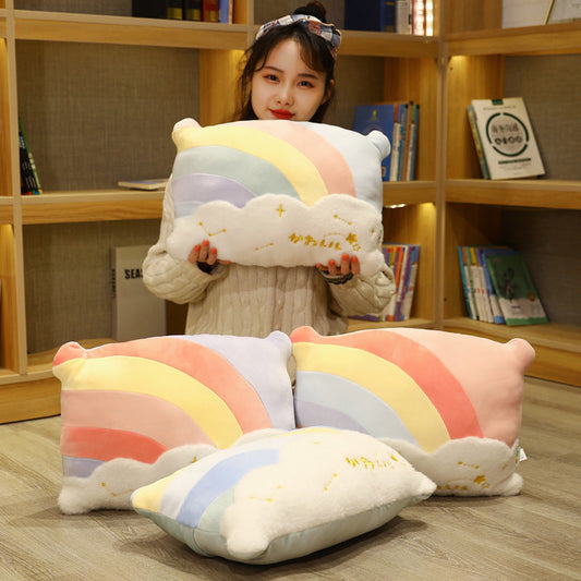 KTX-960083 Cute Cloud Rainbow Pillow Decorative Cushion for Office Chair Backrest