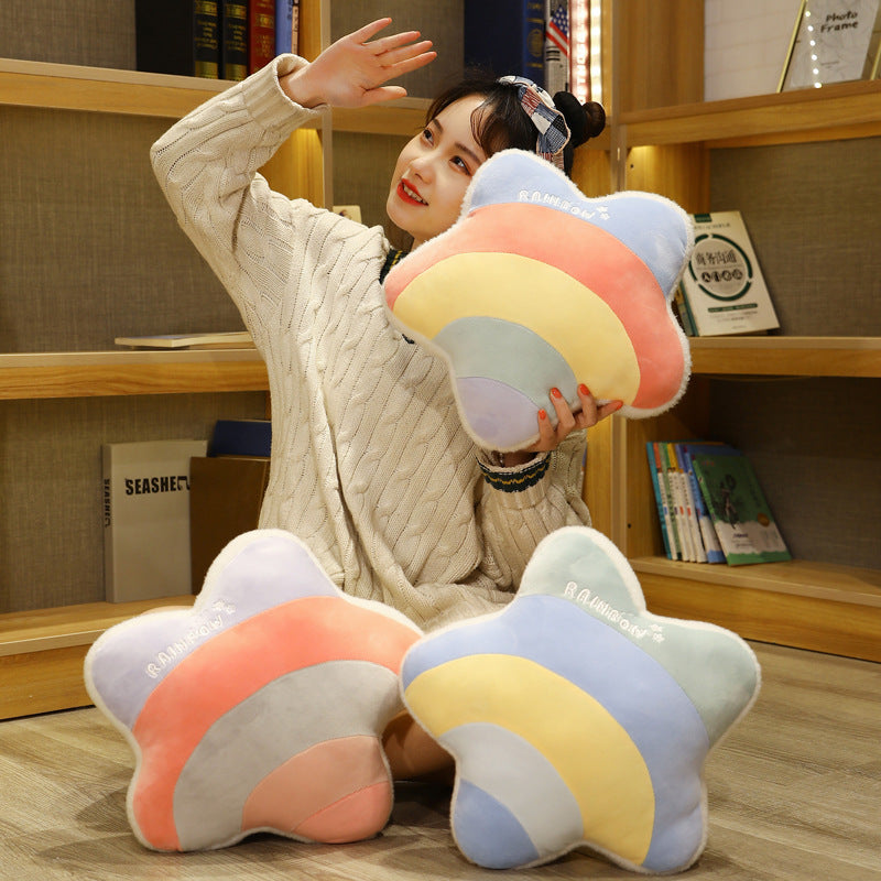 KTX-960083 Cute Cloud Rainbow Pillow Decorative Cushion for Office Chair Backrest