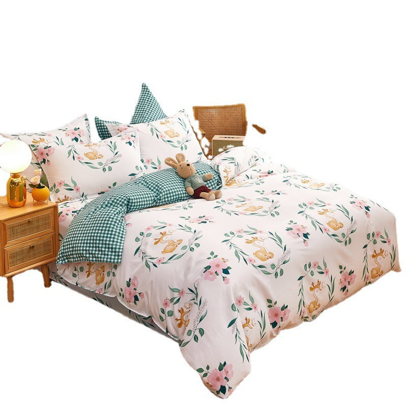KTX-960275 Cotton Duvet Cover Set with Cute Patterns for Single and Double Beds - Modern Design and Multiple Sizes Available