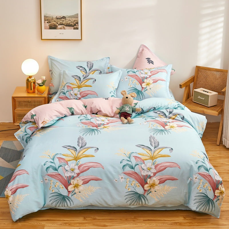 KTX-960275 Cotton Duvet Cover Set with Cute Patterns for Single and Double Beds - Modern Design and Multiple Sizes Available