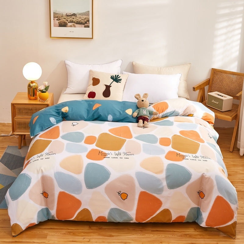 KTX-960275 Cotton Duvet Cover Set with Cute Patterns for Single and Double Beds - Modern Design and Multiple Sizes Available