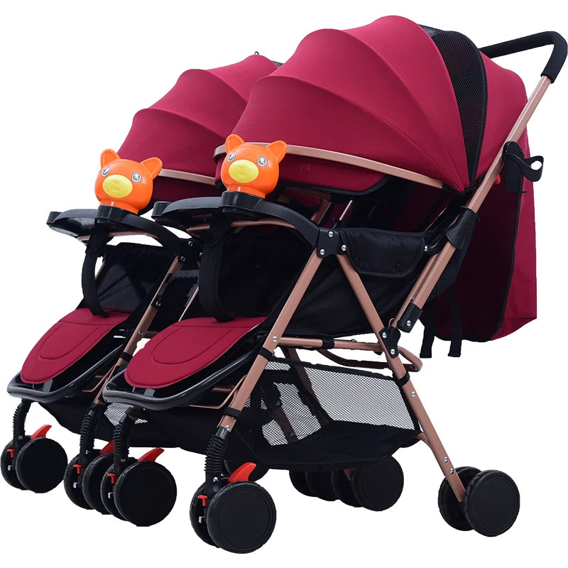 KTX-961619 Twins Baby Stroller Set for Kids - Dual Reborn Baby Push Pram