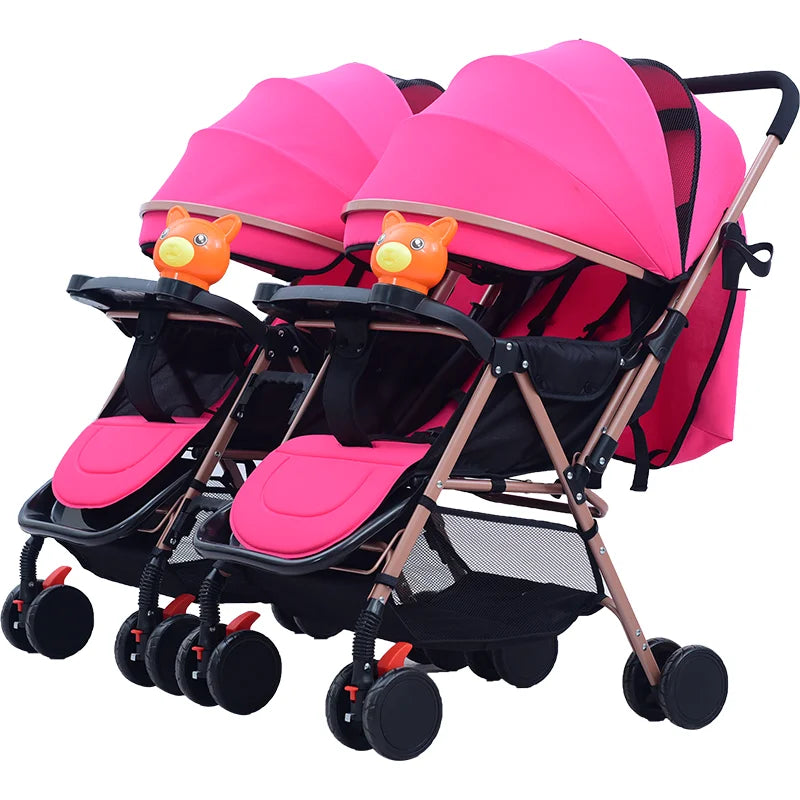 KTX-961619 Twins Baby Stroller Set for Kids - Dual Reborn Baby Push Pram