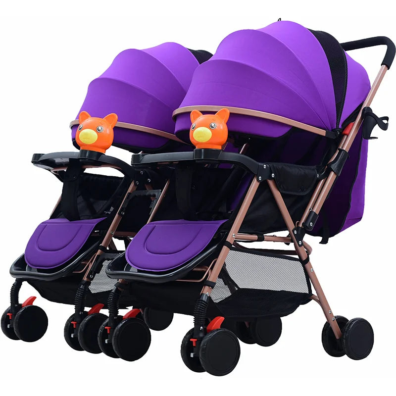 KTX-961619 Twins Baby Stroller Set for Kids - Dual Reborn Baby Push Pram