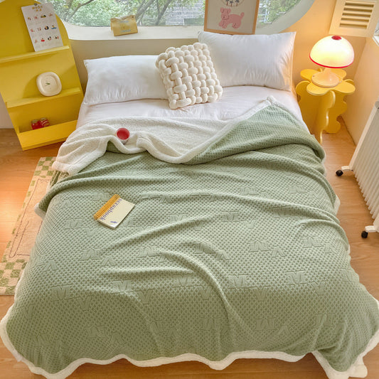 KTX-961747 Double Layer Berber Fleece Blanket - Heart-Shaped Cozy Cover, Available in Various Sizes and Colors