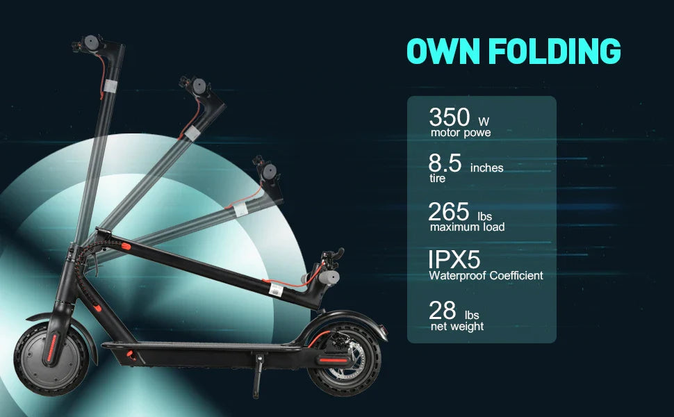 KTX-962451 350W Foldable Electric Kick Scooter with 10.4AH Battery, Max Speed 25km/h, 120kg Capacity, Portable Design