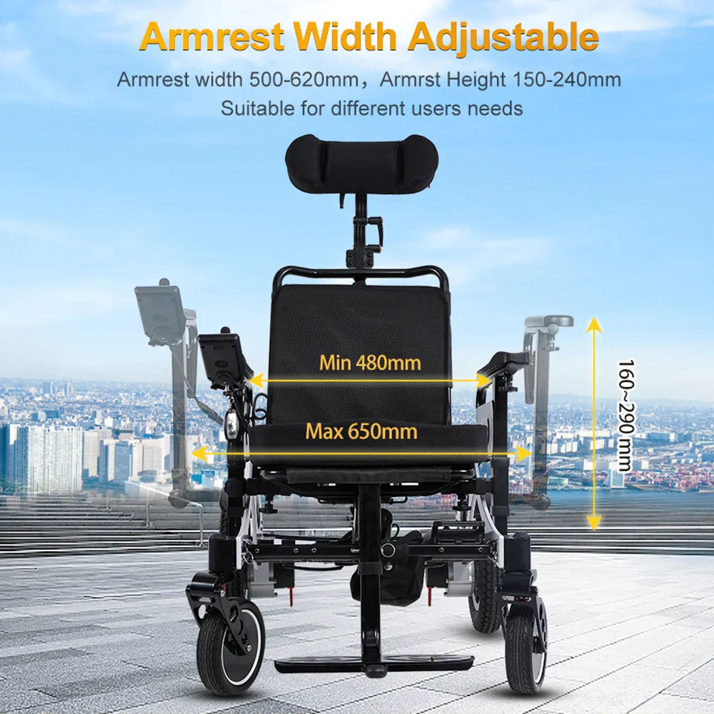 KTX-962451 Power Wheelchair with Headrest for Disabled and Elderly - Electric, Aluminum Alloy, Removable Battery, 20km Driving Range
