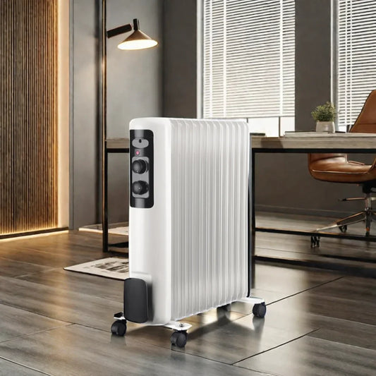 KTX-963347 1500W-2000W Electric Oil-Filled Radiator Heater with Timer, 11 Fin Wall-Mounted for Living Room, Bedroom, and Bathroom