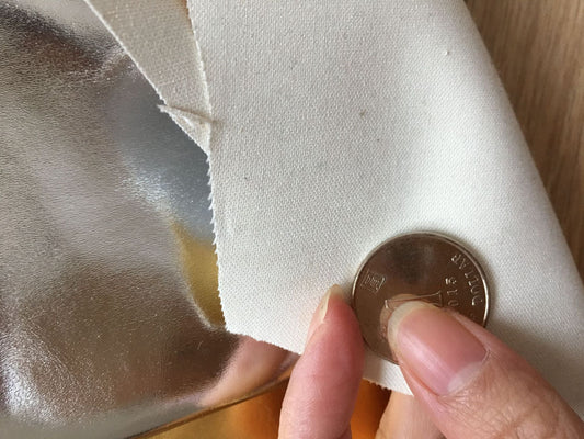 KTX-963411 Faux Leather PU Fabric for Bag Card Sleeve - 0.6mm Thickness, Gold and Silver Color, 137cm Width, 1 Yard Length