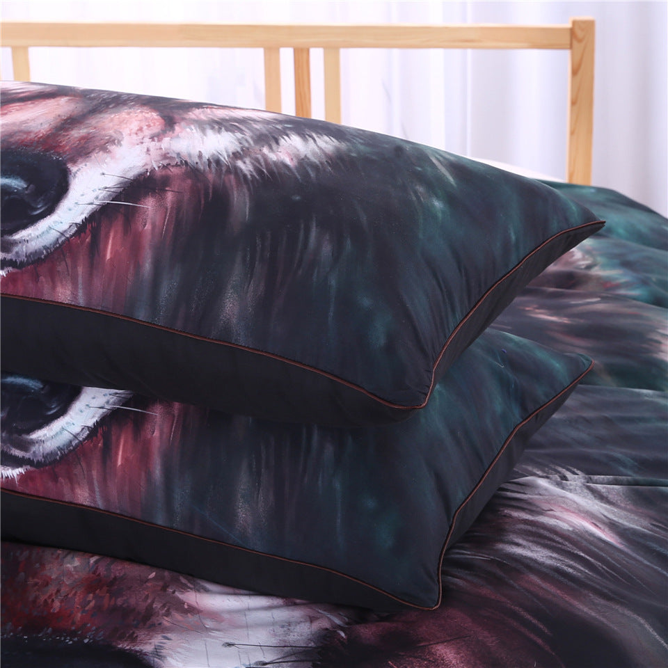 KTX-963411 Wolf Art 4-Piece Duvet Cover Set with Pillow Shams in Various Sizes