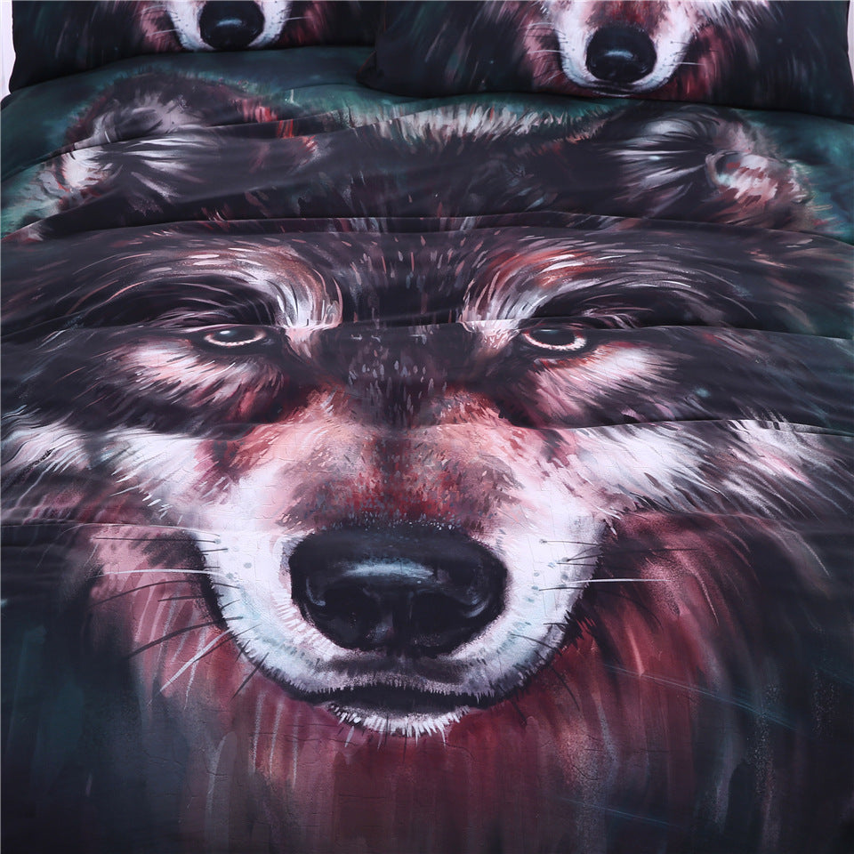 KTX-963411 Wolf Art 4-Piece Duvet Cover Set with Pillow Shams in Various Sizes