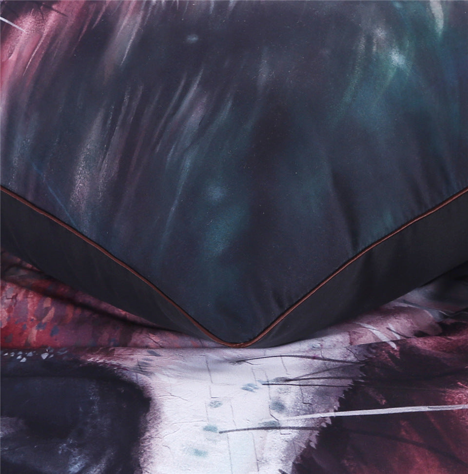 KTX-963411 Wolf Art 4-Piece Duvet Cover Set with Pillow Shams in Various Sizes