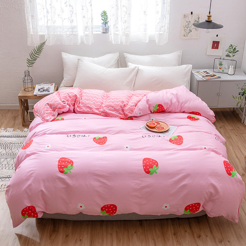 KTX-964563 Cotton Twill Printed Quilt Cover Set with Pillowcases in Floral Designs