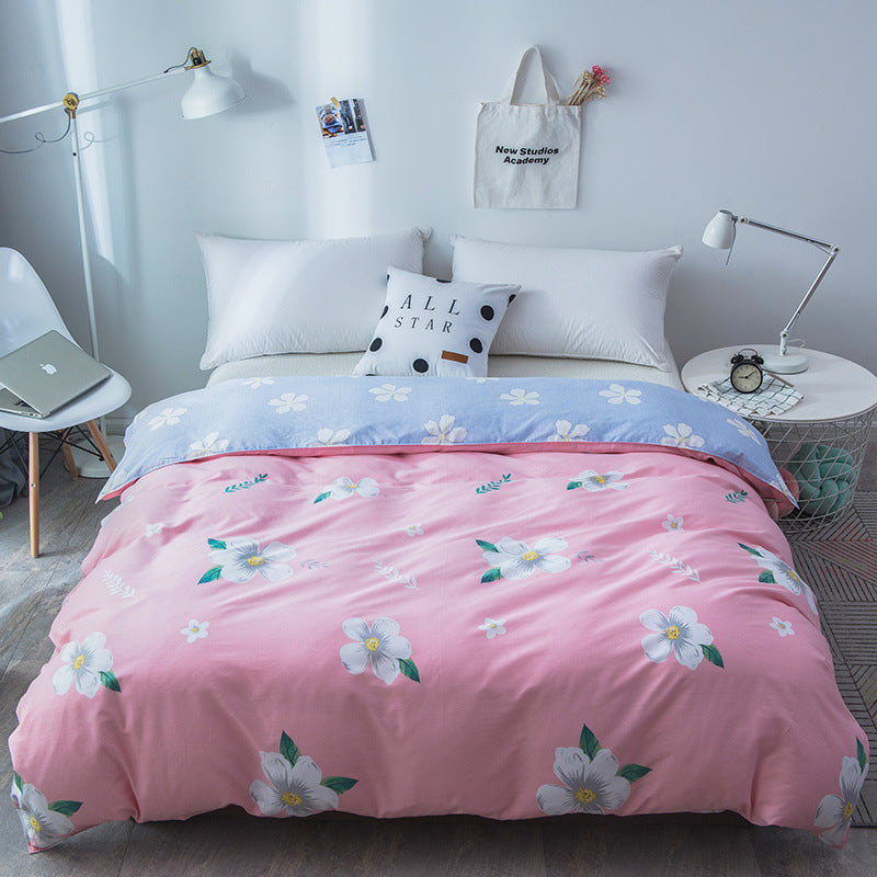 KTX-964563 Cotton Twill Printed Quilt Cover Set with Pillowcases in Floral Designs