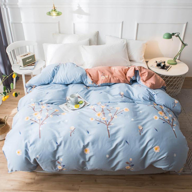 KTX-964563 Cotton Twill Printed Quilt Cover Set with Pillowcases in Floral Designs